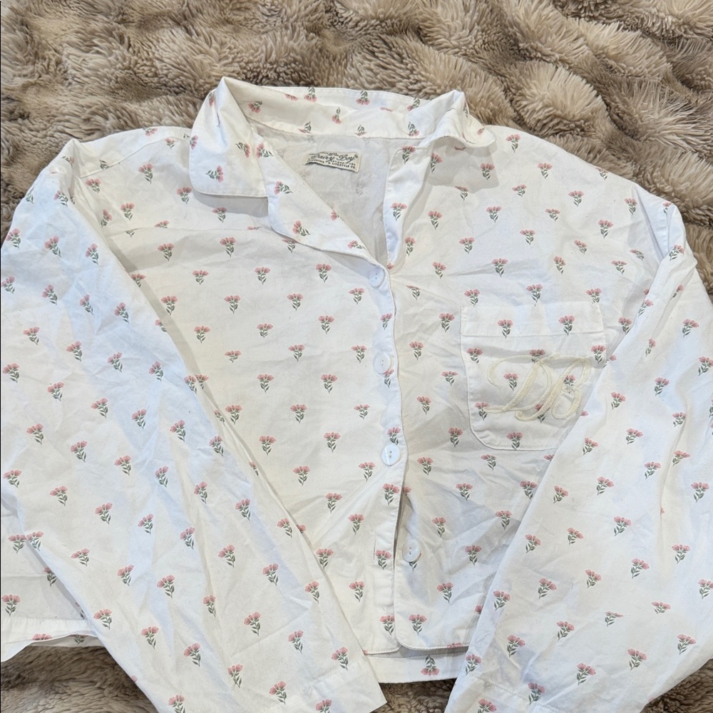 DAIRY BOY Floral White Pajama Top
